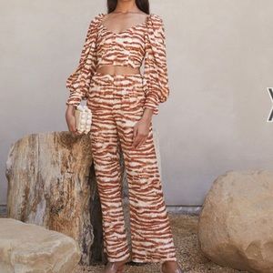 Cult Gaia silk Debi Zebra Print Top sz L